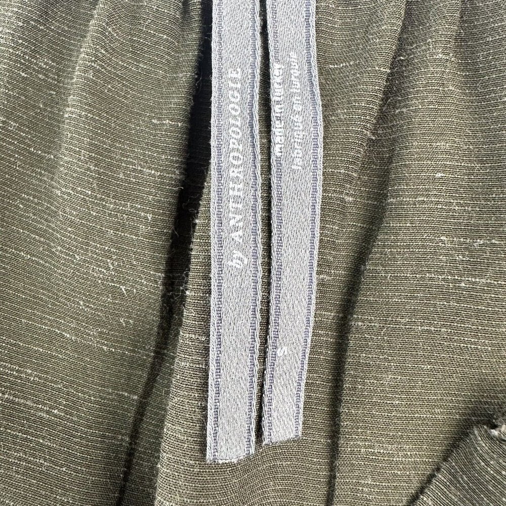 Anthropologie Shirt Dress Womens Small Nicole Linen Blend Green Puff Sleeve - Picture 11 of 14